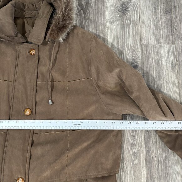 VTG Fennelli Limited Edition Womens Full Length Brown Winter Coat Size 15/16 Fur - Picture 5 of 16